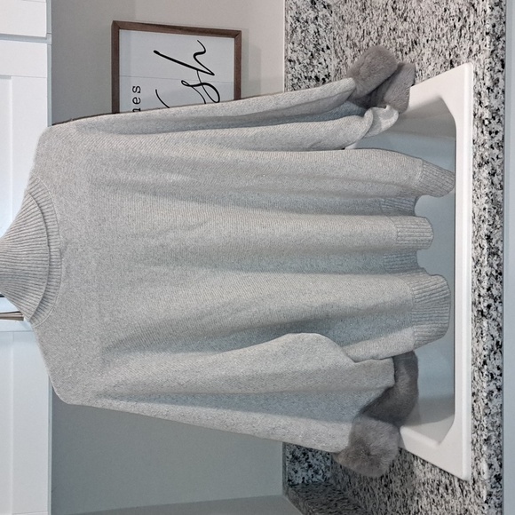 Lafayette 148 NWTs Genuine Mink Fur Cuff Cashmere Blend Sweater - Picture 5 of 12